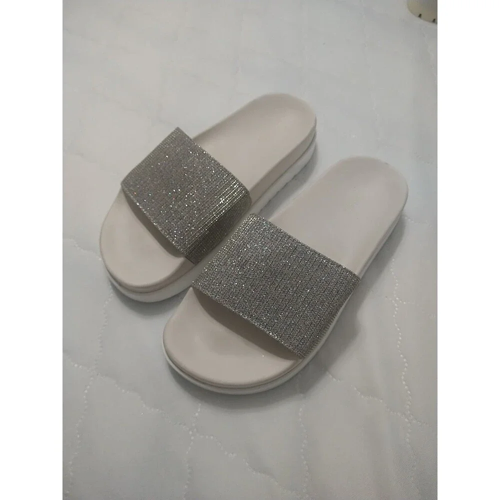 Michael Kors platform Embellished Bling Slides Size 8 Y2K City Boho Beachy